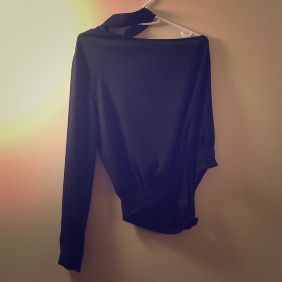 One Shoulder Choker Loose Fit BodySuit - Picture 1 of 3